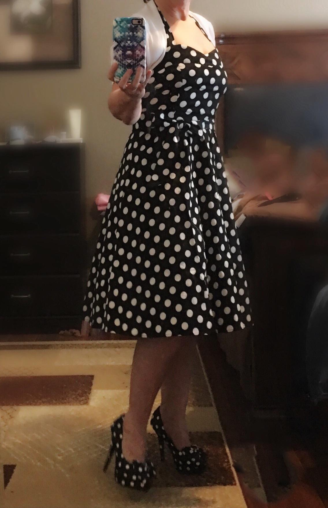 Topdress Women's Vintage Polka Dot Halter Dress - 1950s Retro Cocktail Dress (Black Dot, Large) - View #6