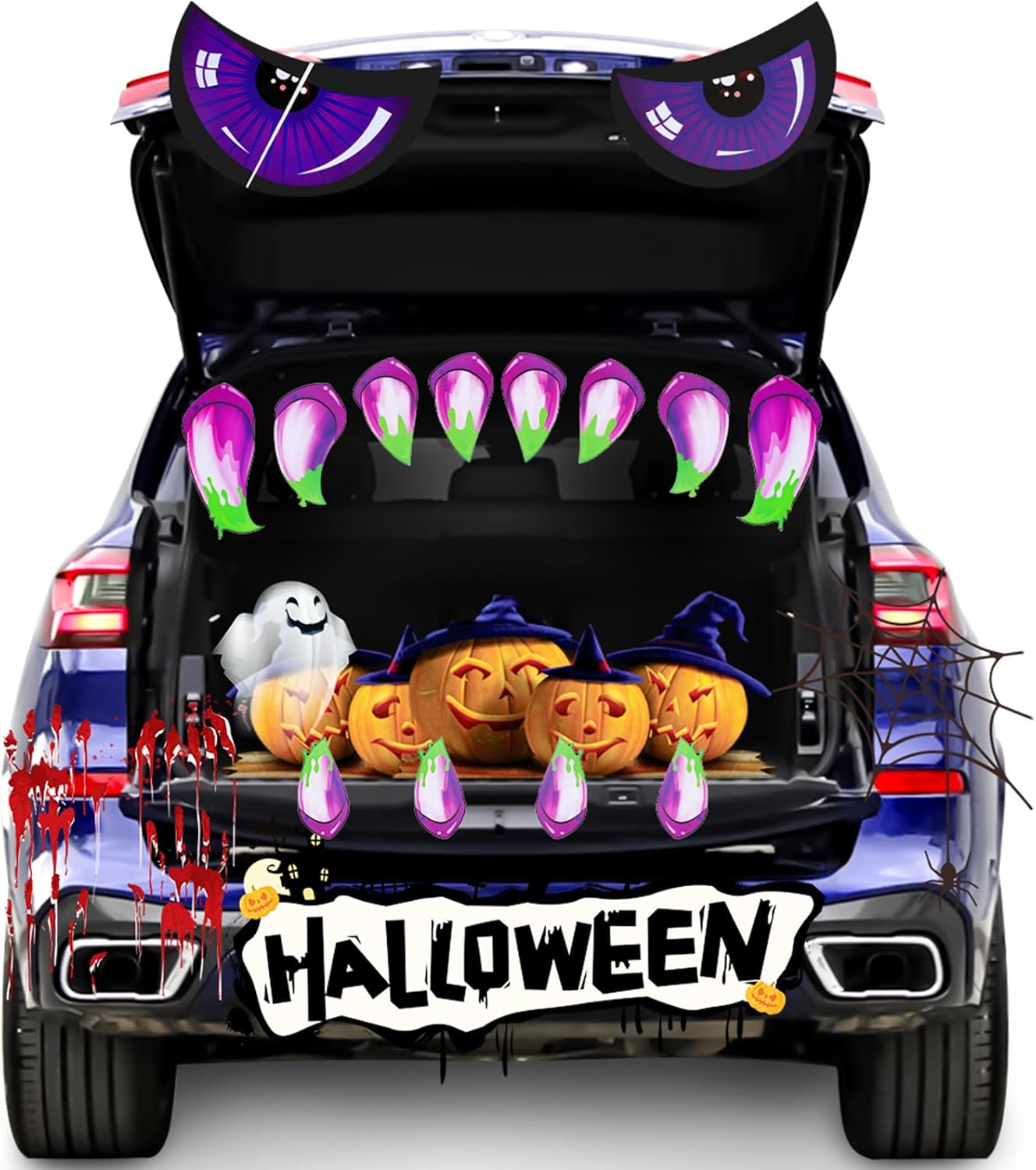 Garage Door Decorations - Halloween Trunk or Treat Car Decoration Kit, Scary Halloween Decorations Kit for Garage Door, Decorates Halloween, Halloween Decor Outdoor for Car Garage Door Entryway Archway (Purple)