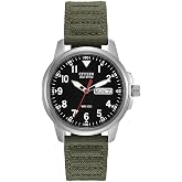 Citizen Men's Eco-Drive Weekender Garrison Field Watch in Stainless Steel with Olive Nylon Strap, Black Dial (Model: BM8180-03E)