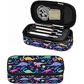 Xuwenz Dinosaur Pencil Bag Cartoon Dinosaurs Animal Flowers Colorful Big Capacity Pencil Case Pencil Pouch Pen Bag School Students Boy Girl