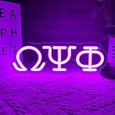 Psi Phi Fraternity Neon Signs for Wall Decor,Dimmable Led Greek Lettering Psi Phi Decor,USB Powered Fraternity Gifts for Man Cave Kids Room Bedroom Bar Birthday Gifts(11.8 * 4in)
