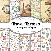 Travel Themed Scrapbook Paper: Scrapbooking Paper, 20 Double Sided Craft Wrapping Paper, Decoupage, Junk Journaling and Card Making, Collage, Mixed ... stamps pattern) Paper Size 8.5" x 8.5"