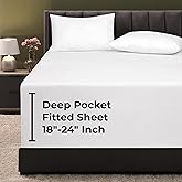 Royale Linens Extra Deep Pocket Full Fitted Sheet Only - Full Size Deep Pocket White Fitted Sheet - Fits 18 inch to 24 inch Thick Mattress - Soft & Breathable Elastic Sheets (54x75 Inches, White)