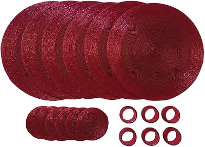 Penguin Home Handcrafted Glass Beaded Placemats Coasters Napkin Rings Set 18 Red