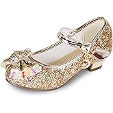 Amtidy Girls Dress Shoes Mary Jane Wedding Party Shoes Glitter Bridesmaids Princess Heels