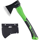 TEXALAN(R) 14.5 in Camping Hatchet, 600 g Forged Steel Head with Sheath | Heat-treated forged steel blade, fiberglass anti-slip handle and flat poll for kindling, small branches and tent stakes.