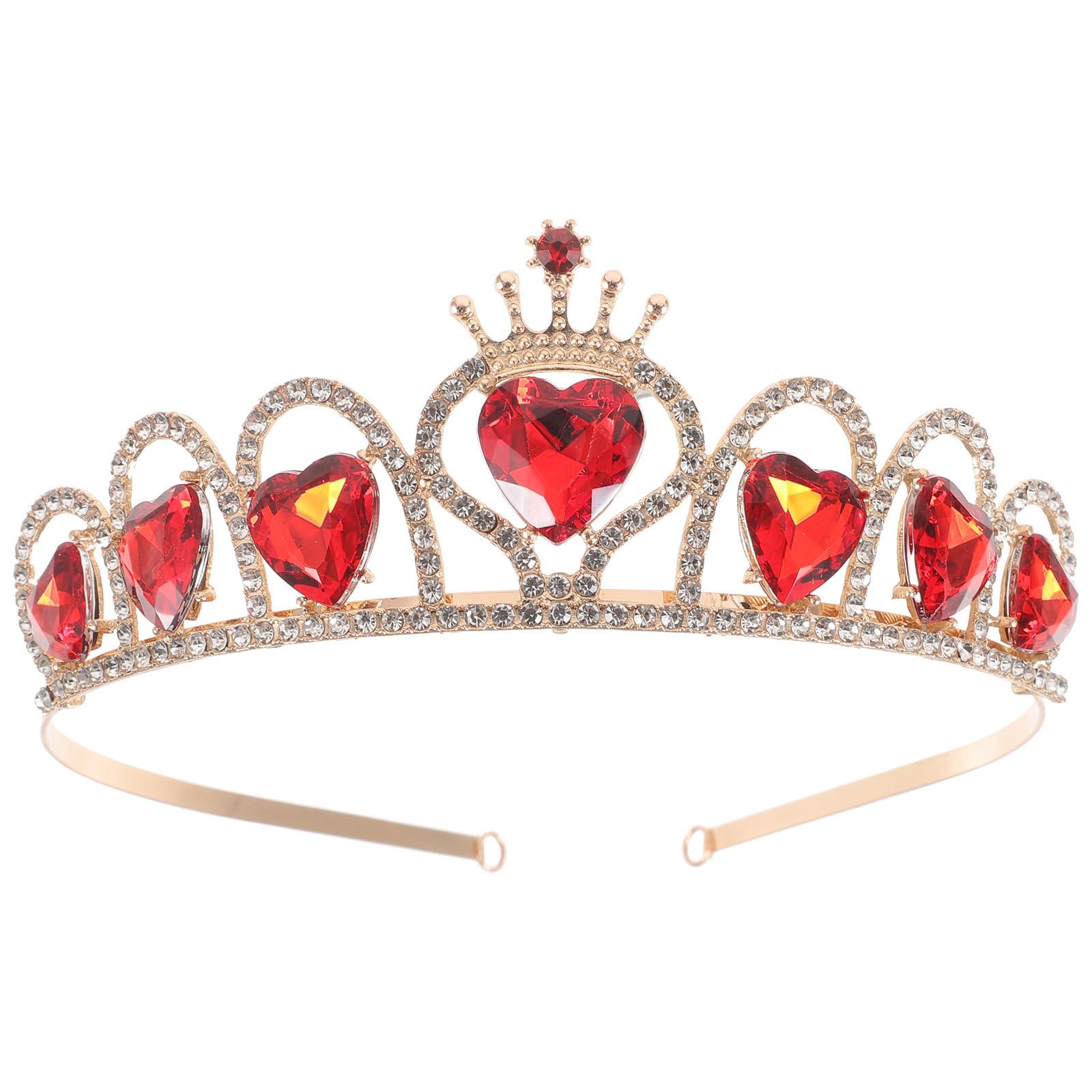 Red Heart Tiara Descendants Heart Crown Hair Jewelry Wedding Crown for Bride