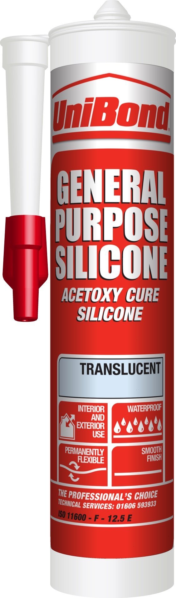 UnibondGeneral Purpose Indoor Seleant, Mould Resistance, Translucent Silicone Sealant, 1x272g Cartridge