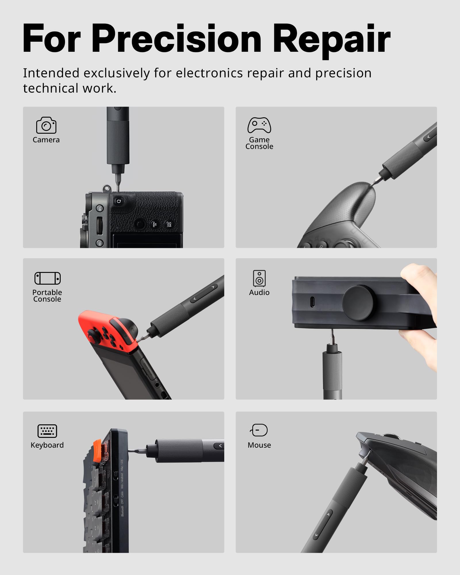 HOTO 25-in-1 Mini Electric Screwdriver, 3.7V Precision Screwdriver Set, USB-C Rechargeable, Compact Magnetic Tool for Phone, Laptop, Camera, DIY Projects, Electronics Repair