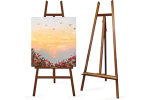 Falling in Art A - Frame Wooden Display Easel - Adjustable Lyre Beechwood Studio Easel Stand Holding Canvas Up to 90", Inclin