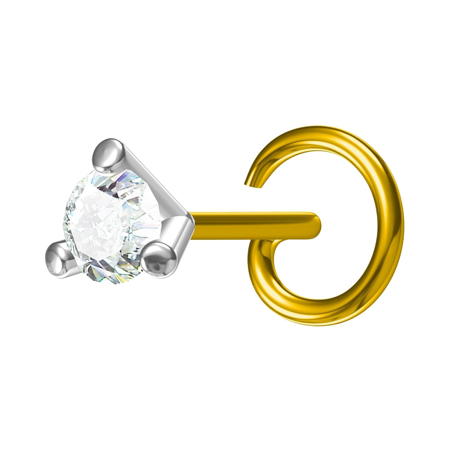 Sell Like Hot Cakes Silverraj 14k Yellow Gold Plated White Fn Simulated Diamond Studded Nose Stud Pin Body Piercing Jeweley Counter Genuine Imprensa Fazu Br