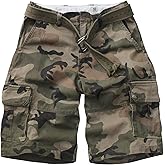 KOCTHOMY Men's Camo Cargo Shorts Cotton Relaxed Fit Casual Work Short with Multi Pockets No Belt.