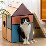 Conlun Cardboard Cat House with Scratching Board Catnip Medium view 1