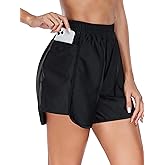Ocean Blues Women’s High Waisted Board Shorts UPF 50+ Swim Shorts Quick Dry Trunks with Liner