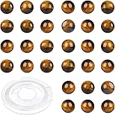 CMBYN 10mm 100pcs Natural Stone Beads Tiger Eye Round Genuine Stone Beading Loose Gemstone Hole Size 1mm DIY Charm Smooth Beads for Bracelet Necklace Earrings (Tiger Eye 10mm)