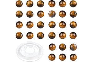 CMBYN 10mm 100pcs Natural Stone Beads Tiger Eye Round Genuine Stone Beading Loose Gemstone Hole Size 1mm DIY Charm Smooth Beads for Bracelet Necklace Earrings (Tiger Eye 10mm)
