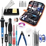 handskit Soldering Iron Kit, Soldering Iron, 60w 110v Soldering Equipment with Adjustable Temperature Welding Tool and 5pcs I