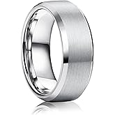 Jstyle Stainless Steel Rings for Men Women 8MM Wedding Band Rings Matte Surface - Beveled Polished Edge Mens Ring Size 6-14