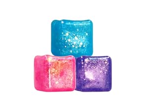 YiLUAN Slow Rise Glitter Square Squishy Cubes for Adults Pack of 3, Gel Cube Stress Cube, Squishy Stress Balls, Malt Sugar Nice Stress Cubes Squeeze Balls for Anxiety Relief(Purple/Blue/Pink)