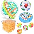 3D Maze Ball and Puzzle Cube, Brain Teaser Puzzles, Maze Game for Kids and Adult, Spinner Fidget Cube, Puzzle Lock Toys, 8 Pack