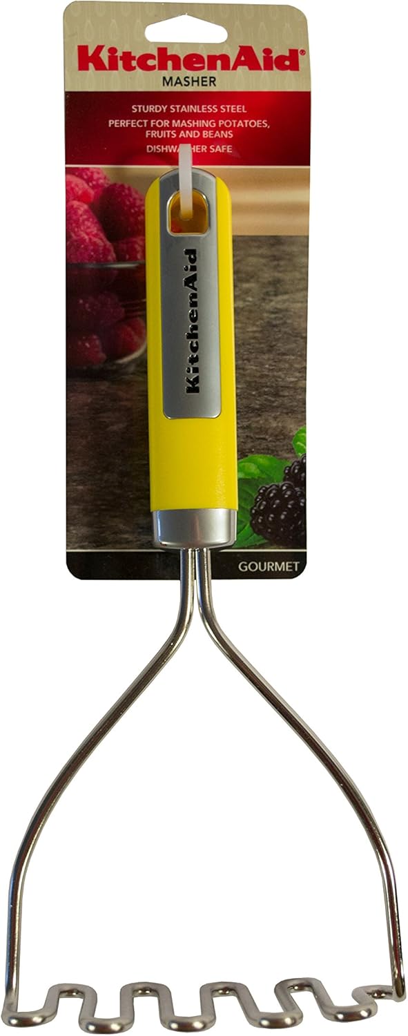 KitchenAid Lemon Yellow Stainless Steel Masher Potato Masher Kitchen & Dining