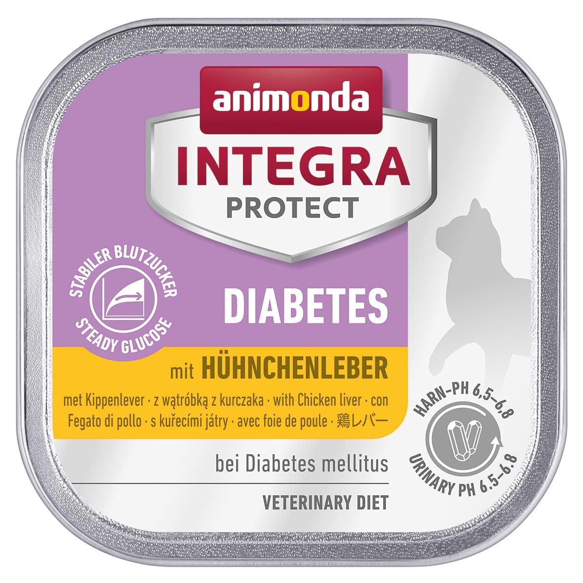 animonda Integra Protect Diabetes cat, diet cat food, wet food for diabetes mellitus, with chicken liver, 16 x 100g
