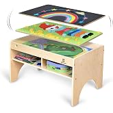 Bolocon Kids Activity Table w/ 4-Compartment, Building Table for Boys&amp;Girls | Toddler 3-in-1 Play Table Compatible with Major Blocks and Train Track Set