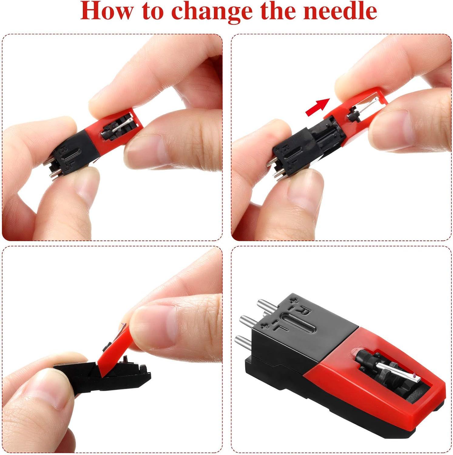 8 Pieces Replacement Record Player Needle Set Including 2 Pieces Record