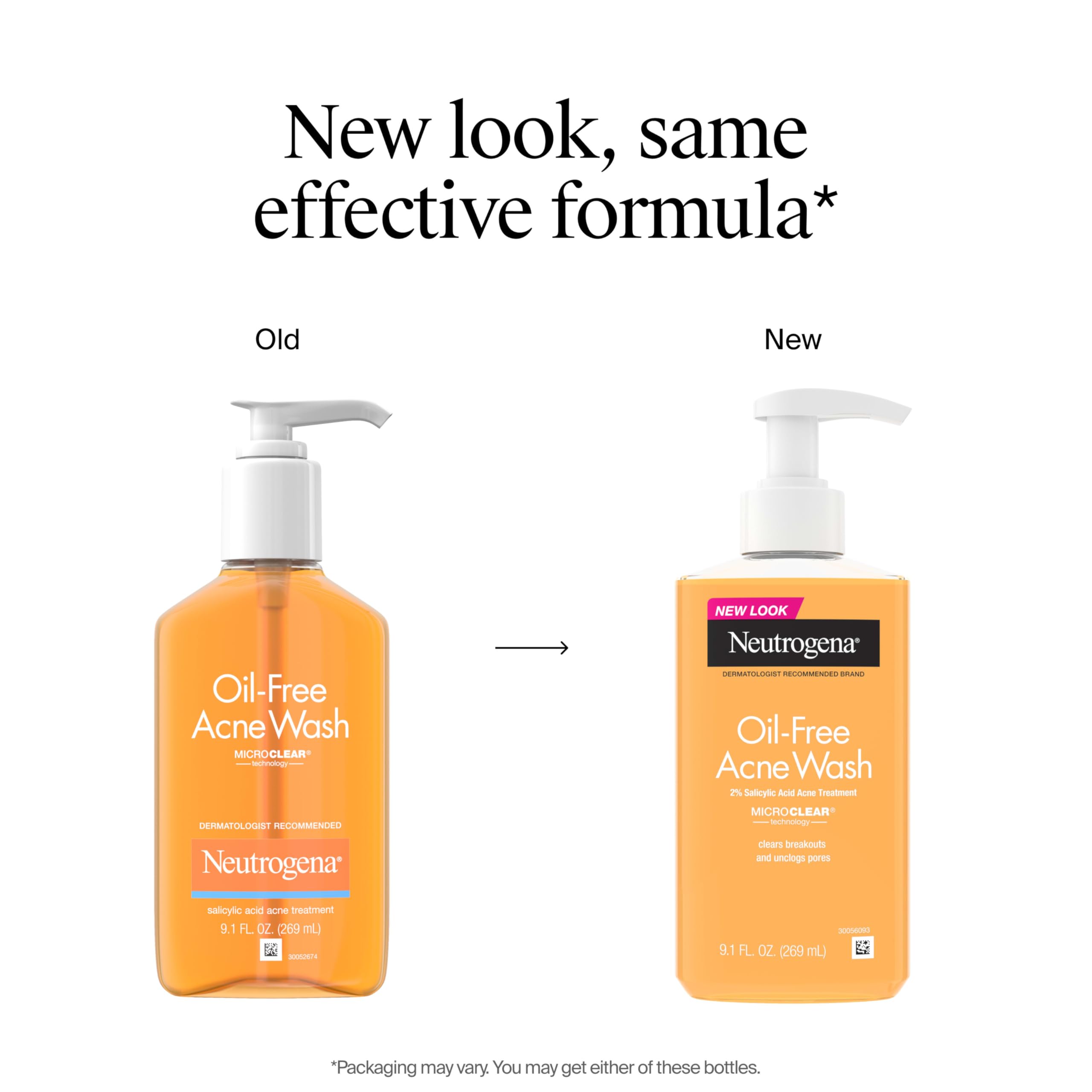 Neutrogena Oil-Free Acne Face Wash, Breakout Prone Skin Facial Cleanser with 2% Salicylic Acid Acne Treatment for Face, 9.1 fl. oz