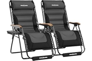 UDPATIO Zero Gravity Chair Set of 2 XL 30In Oversized Outdoor Anti Gravity Chairs Patio Lounge Folding Adjustable Chair with Cup Holder Foot Pad & Padded Headrest, Support 500lbs