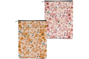 DHKG 2Pcs Flower Pink Yellow Book Sleeve Book Accessories Book Cover Book Protector Christmas Birthday Boss Day Book Lovers Gifts Bookish Book Club Gifts for Readers Women Librarian Book Lover Mom