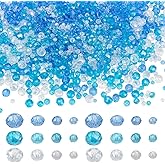 PH PandaHall 1440pcs Crystal Glass Beads 4 Sizes Rondelle Faceted Beads 3 Colors Clear Blue Bead Craft Loose Bead for Boho Bracelet Necklace Earring Jewelry Making Keychain Bag Decor, 3.5/4/6/8mm