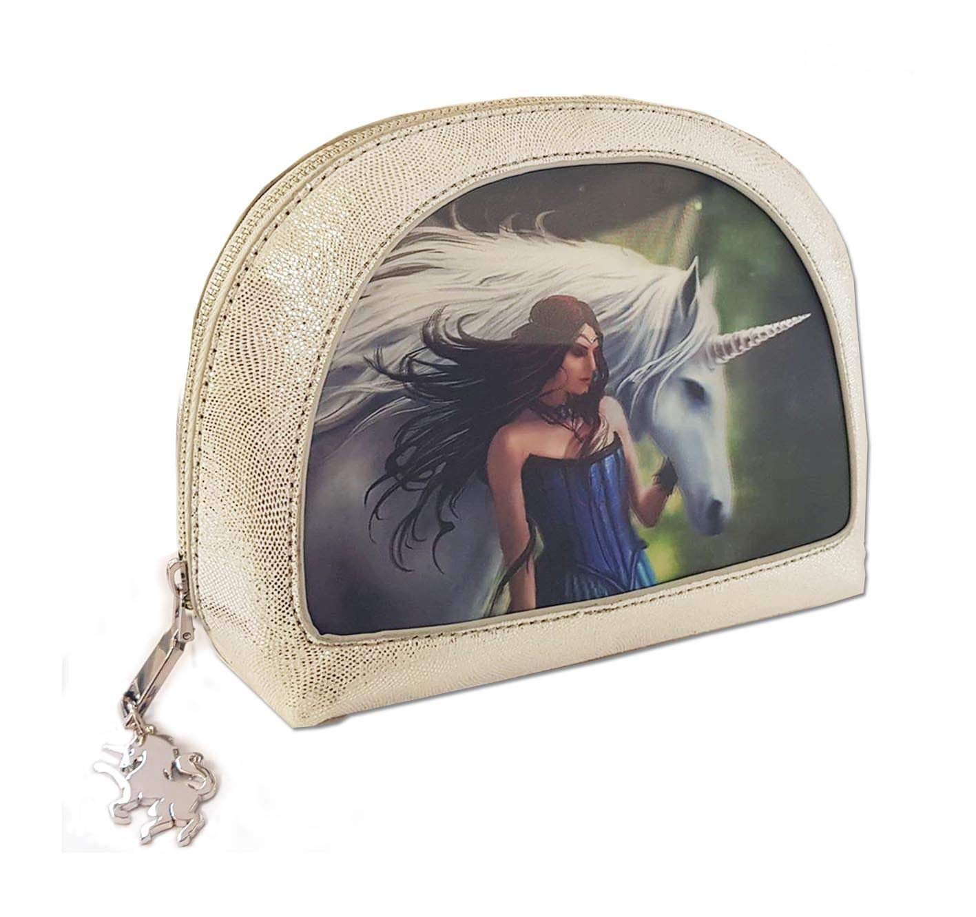 Enchanted Pool - Gothic Fantasy Girl & Unicorn Lenticular 3D Make Up Bag by Anne Stokes