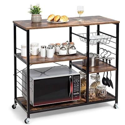 Giantex Industrial Kitchen Baker's Rack with Lockable Wheels