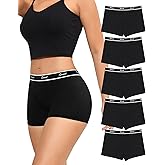 LEVAO Cotton Boy Shorts Underwear for Women High-waisted Full Coverage Boxer Briefs Panties 5 Pack S-XXL