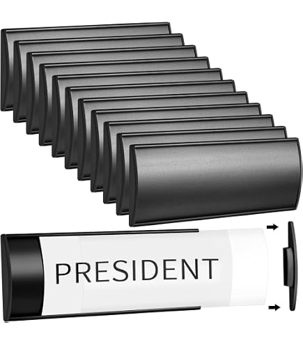 Set Of 6 Black Aluminum Name Plate Holders - Office Door Sign Frames 8"x3"