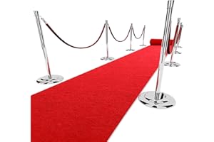 Kaloikos Extra Thick Red Carpet 3x10 Aisle Runner Rug for Party Wedding Ceremony Event Hallway (Bright Red 3'x10')