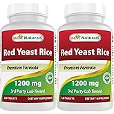 Best Naturals Red Yeast Rice 1200 mg (Non-GMO) 120 Tablets (120 Count (Pack of 2))