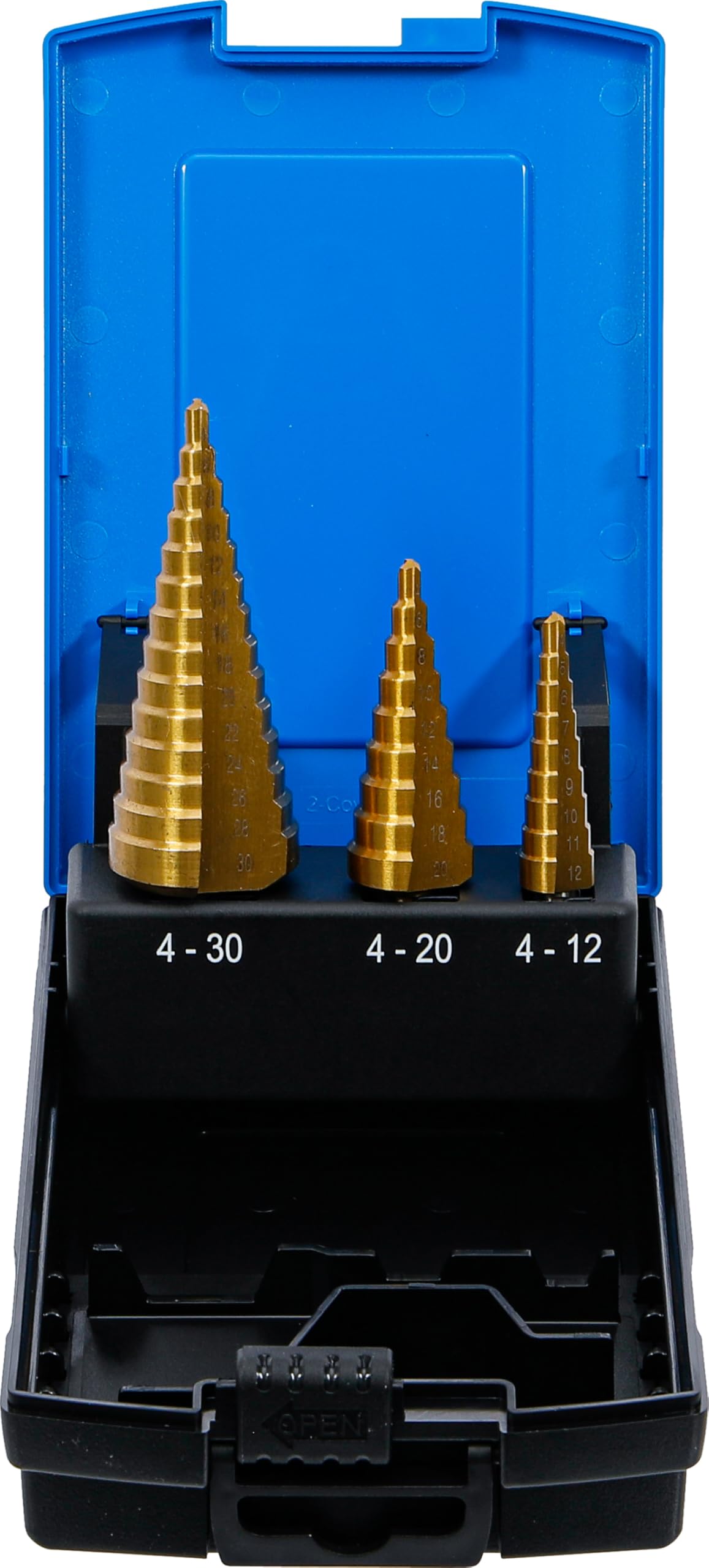 BGS 1624 | Step Drill Set | titanium-nitrided | Ø 4 - 30 mm | 3 pcs.