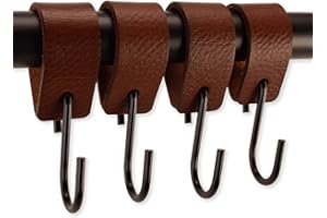 Brute Strength - Multifunctional Leather S-Hooks - Cognac - 4 Pieces - S Shaped Hooks - Coat Hook - Leather Hooks - Leather s Hooks - Black s Hooks - Kitchen Hooks