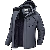 QPNGRP Men's Ski Jacket Waterproof Insulated Winter Coat 5 Zipper Pockets