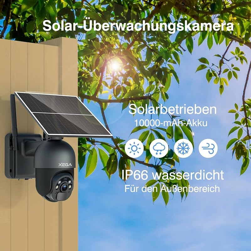 4G LTE Überwachungskamera Aussen mit SIM Karte Ohne WLAN Solar