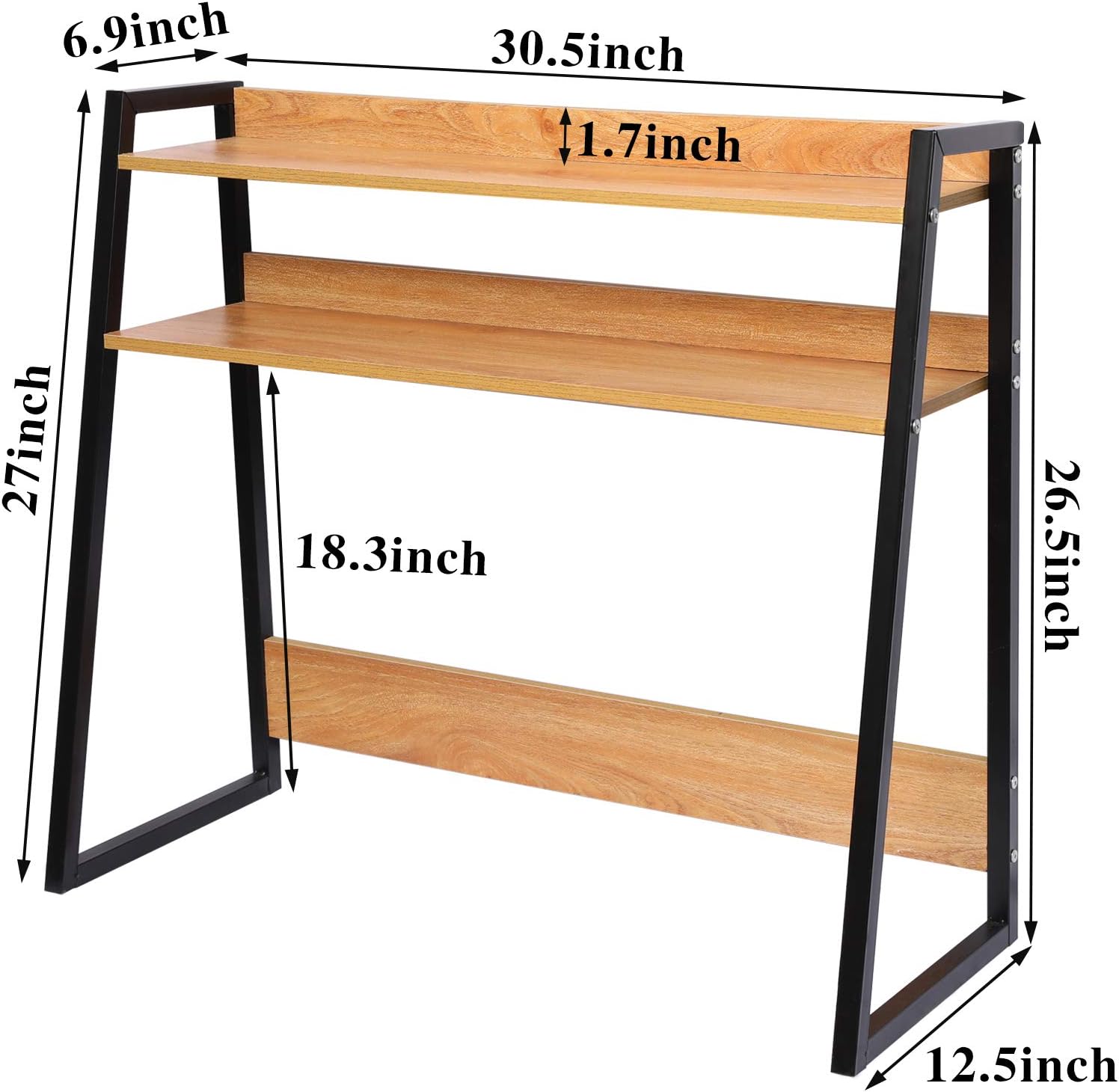 Desktop Bookshelf Wooden Bookcase ,X-cosrack Computer Desk Bookshelf Hutch Storage Organizer Shelves Rack for Office Supplies Organizer, Home Decor 2-Tier Brown: Kitchen & Dining
