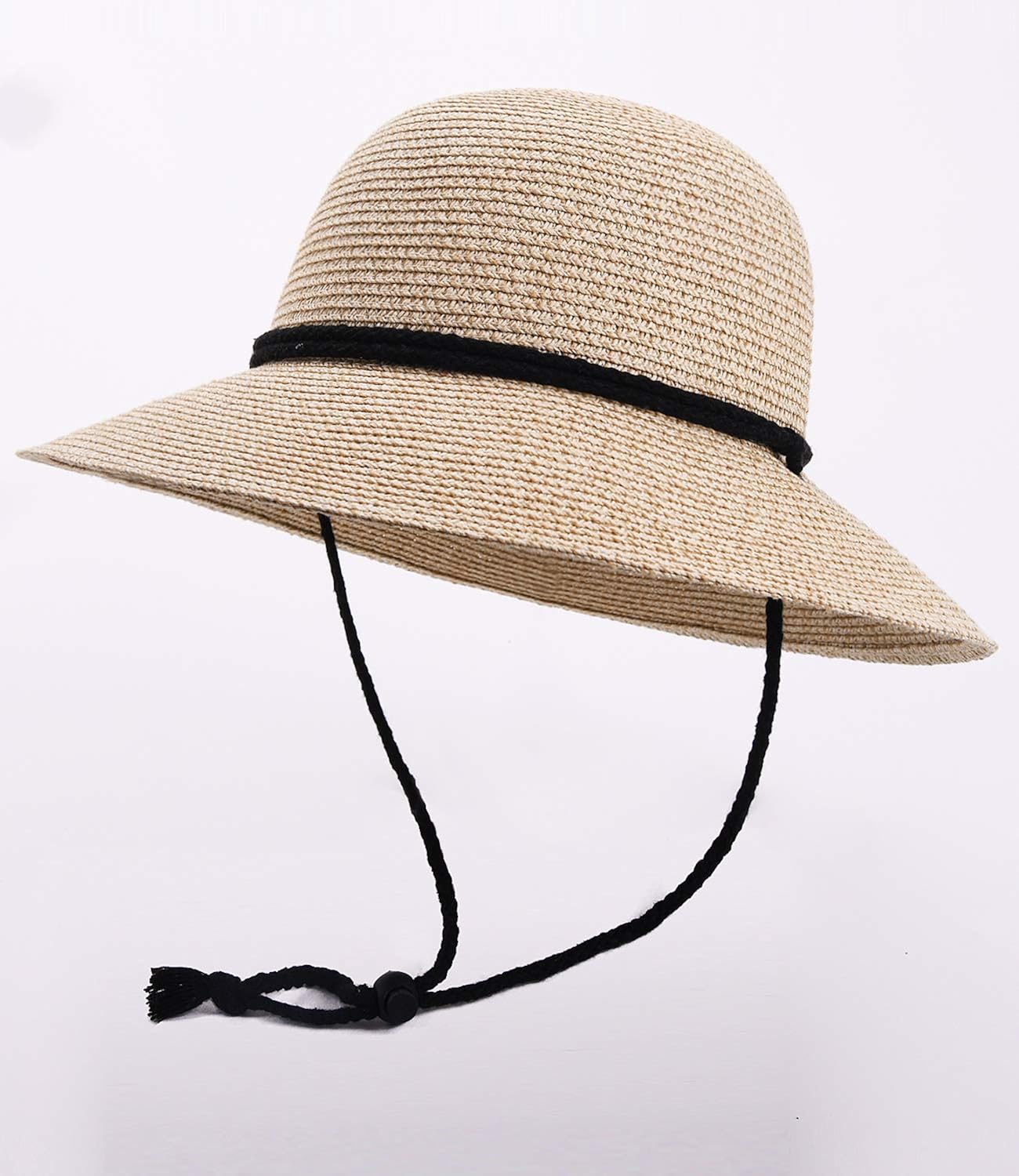 Womens Wide Brim Sun Hat with Wind Lanyard UPF Summer Straw Sun Hats for Women at  Women’s Clothing store