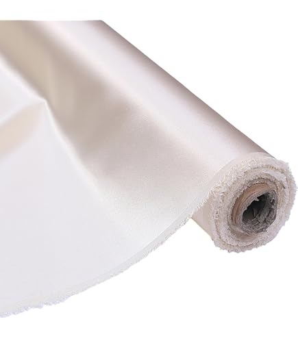 Amazon.com: YJKIS 44 英吋(約111.8 公分) 100% 純真絲布料天然白色