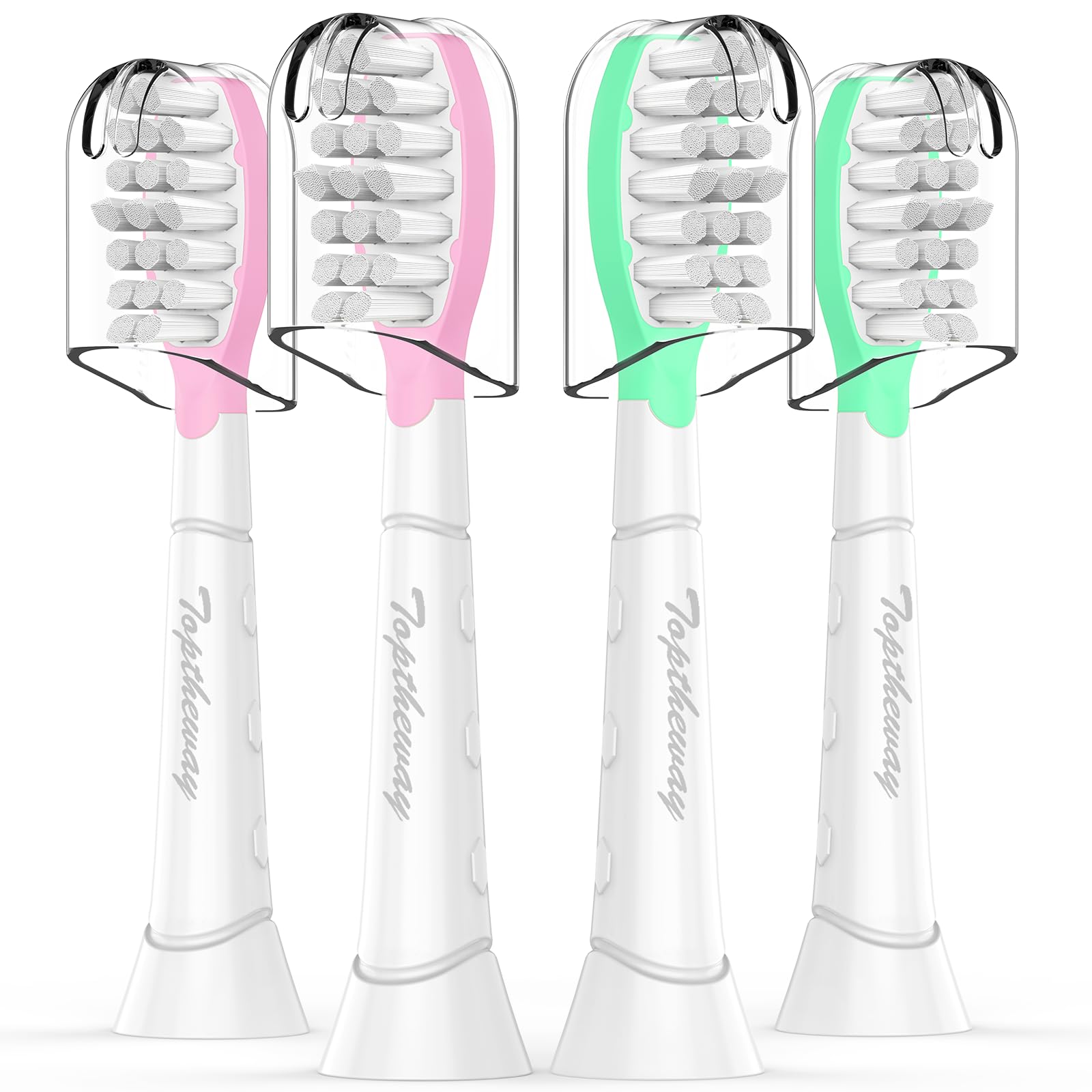 Photo 1 of Toptheway Kids Replacement Heads for Philips Sonicare: Kids 7+ Standard Sonic Electric Toothbrush Heads, Pink and Green, 4 Pack