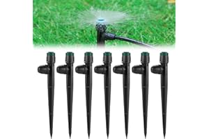 NFAMRZCAR Anti-Drop Drip Irrigation Emitters Sprayers for 1/4" Tubing, with Lock Barbed Adjustable 360 Degree Water Flow Drippers Sprayer for Garden Watering System. (100pcs-360 Degree Sprayer)