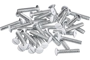 uxcell 50Pcs Wall Plate Screws, 3/4" Long 6-32 Thread Outlet Screws White Oval Head Milled Slot Panel Switch Plate Screws for