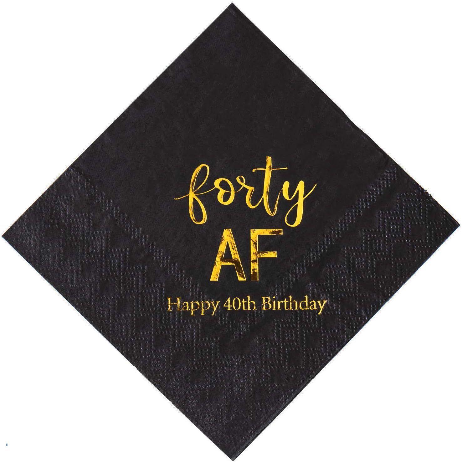 Crisky 40th Birthday Napkins Black Gold Forty AF 40th Birthday Cocktail
