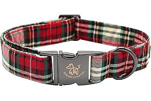 Elegant little tail Dog Collar, Christmas Red Plaid Pet Collar Cute Dog Collars Male or Female Pet Gift Adjustable Dog Collar for Medium Dogs